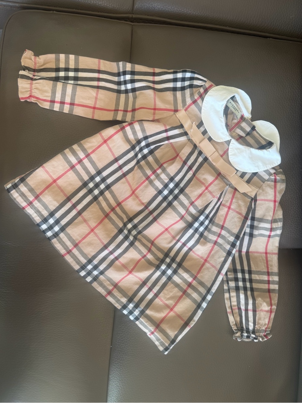 Fabulous Burberry Plaid Kids Dress with White Peter Pan Collar